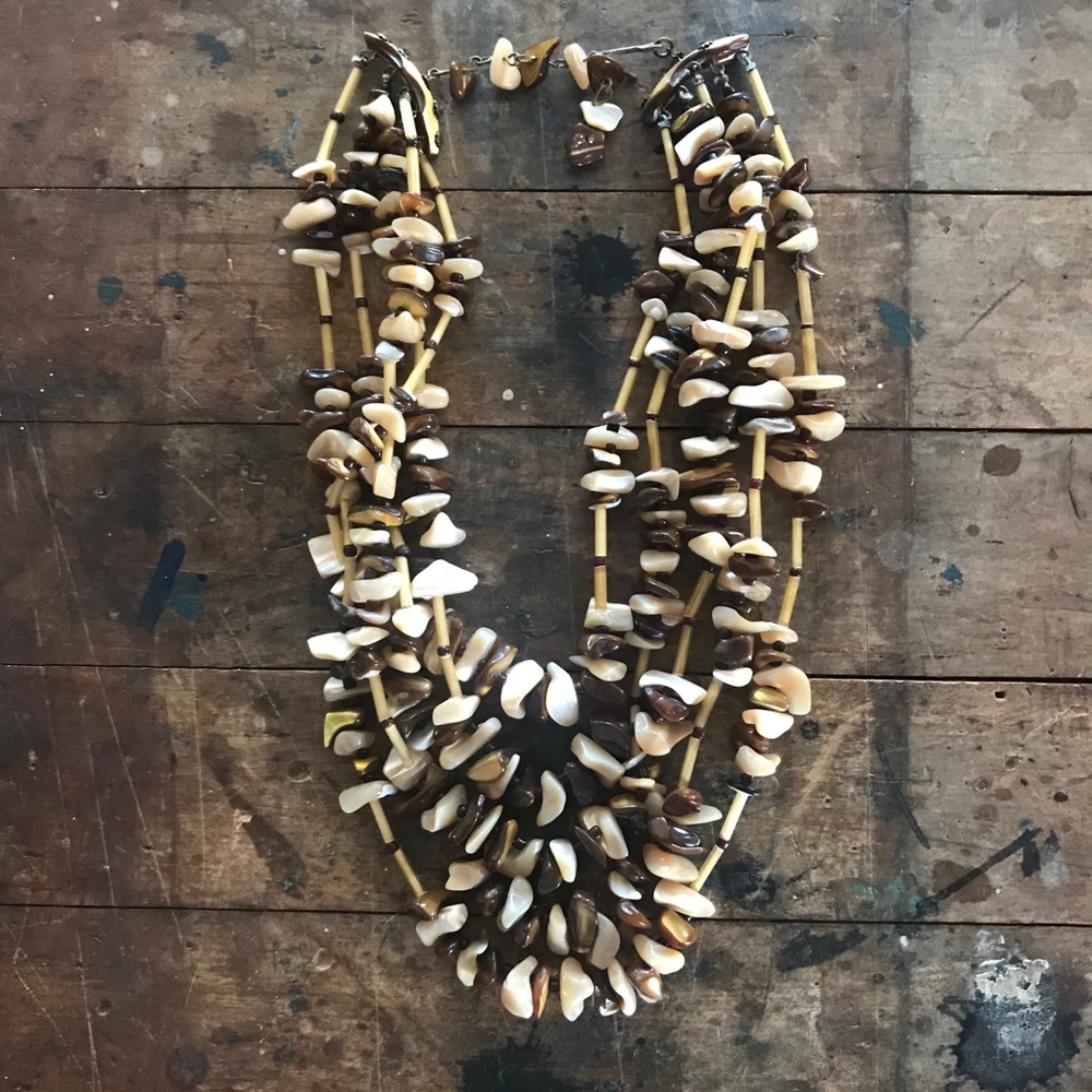 Vintage necklace beaded multi strand